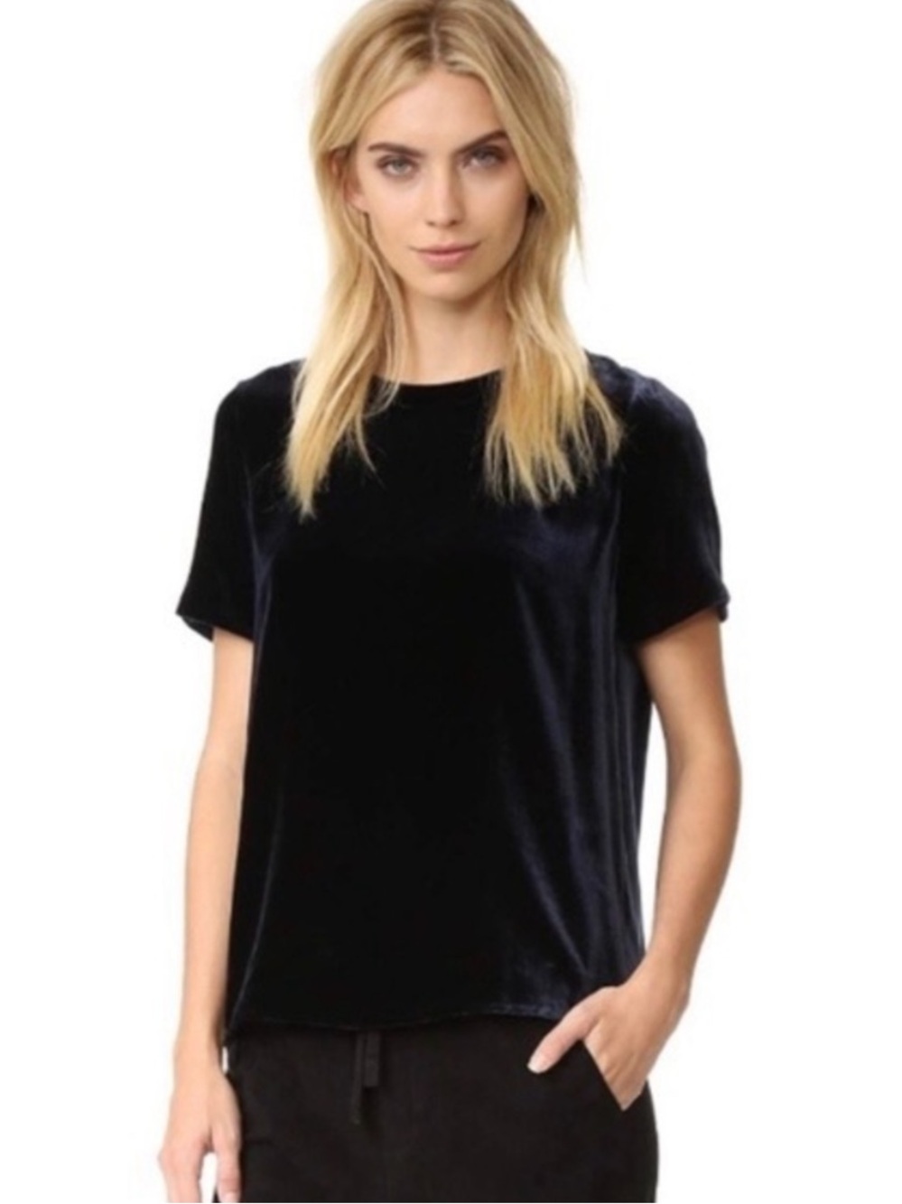 Vince Navy Velvet / Silk Top